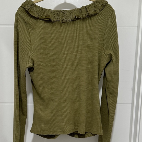 Anthropologie Olive Ruffle Long Sleeve Top - Picture 5 of 8